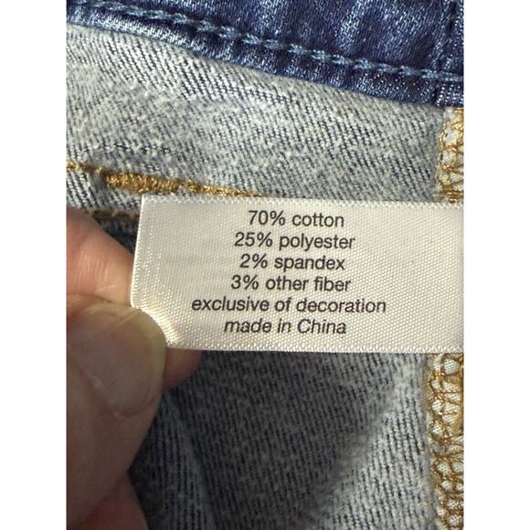 Lane Bryant Women's Plus size 14 Cropped Jeans Cuffed w/ Rhinestones & Studs - Picture 13 of 14